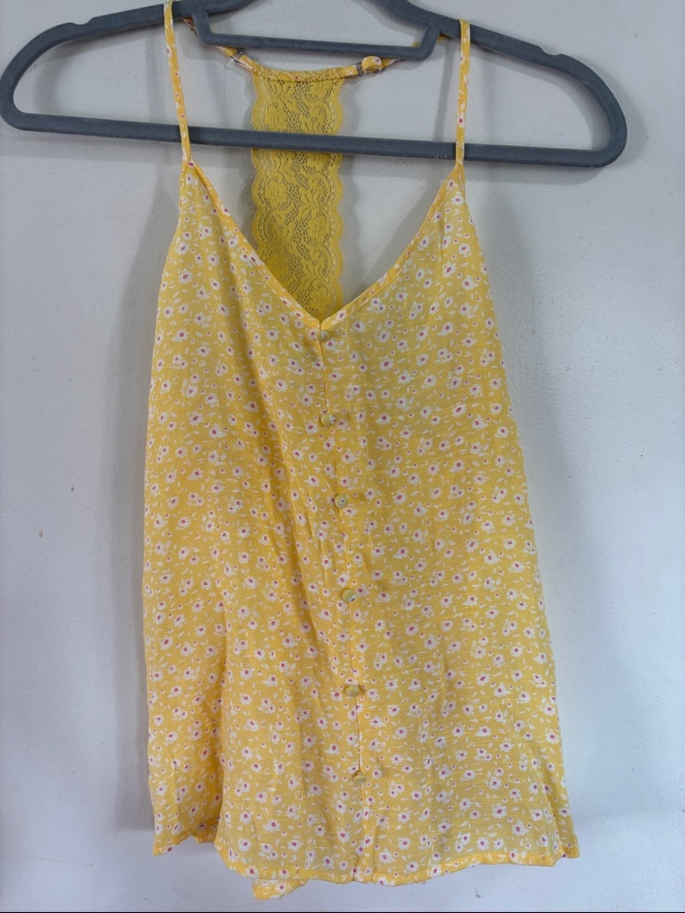 Brand new yellow floral dainty camisole top size small